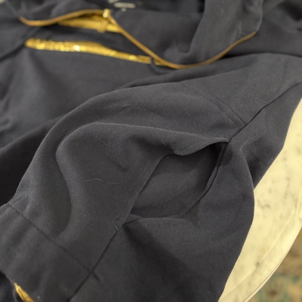 J.Crew Gold Foil Hoodie Navy Metallic Pullover Sweatshirt Size Small - Picture 9 of 16